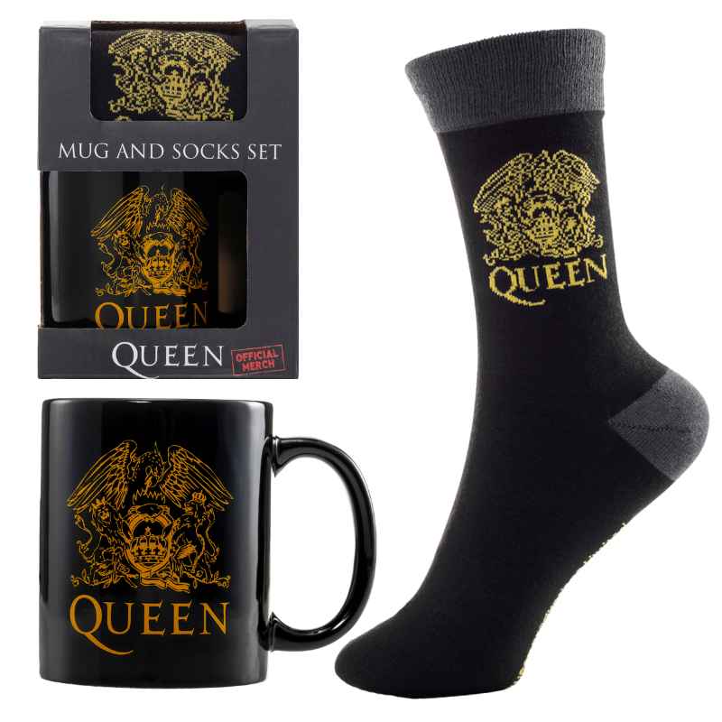 Caja regalo Queen Logo: taza y calcetines — producto oficial