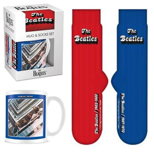 Caja regalo The Beatles Red and Blue: taza y calcetines — producto oficial