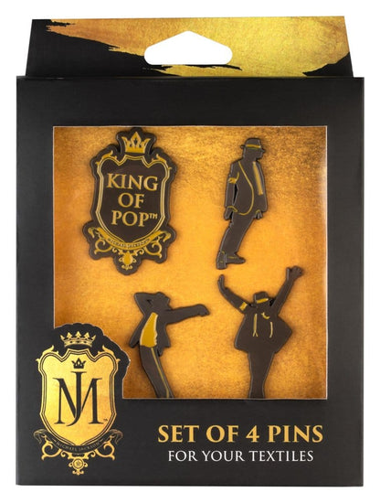 Set de 4 pins Michael Jackson King of Pop oficial - vista 2